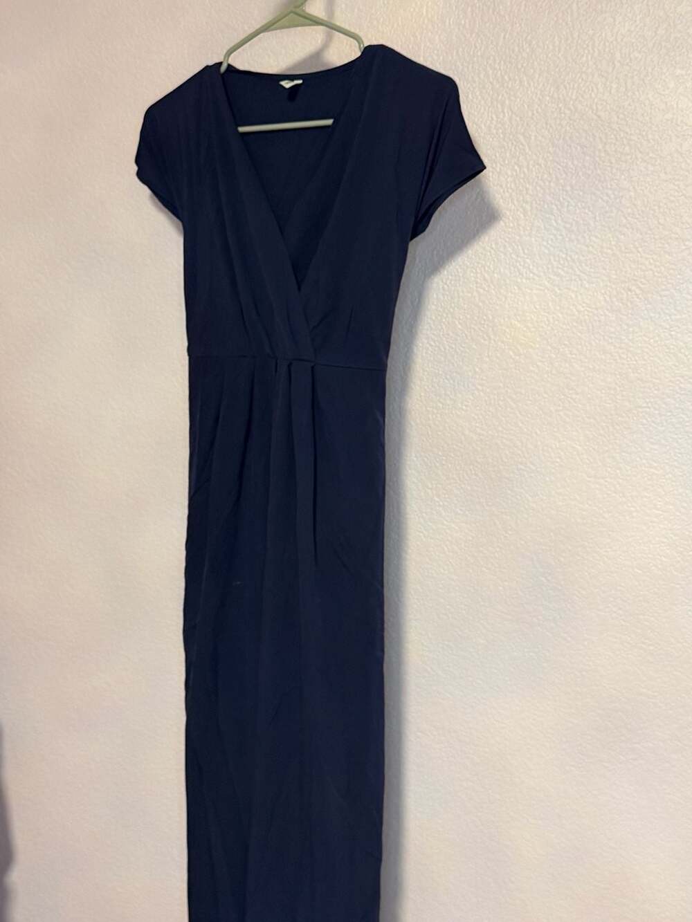 Halara Crossover Midi Dress Size M Blue V-Neck Short Sleeve